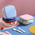 Minimalist Student Square Buckle Compartment Lunch Box with Cutlery Kids Picnic Camping Bento Box