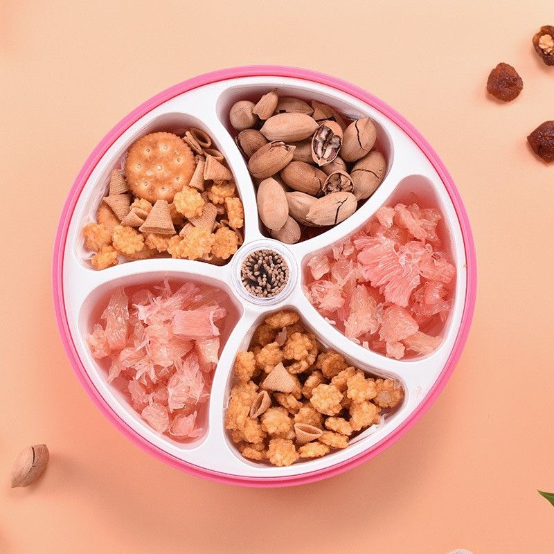 Minimalist Festive New Year Compartment Candy Box Household Living Room Snacks and Nuts Peanuts Storage Box Round Fruit Plate with Lid