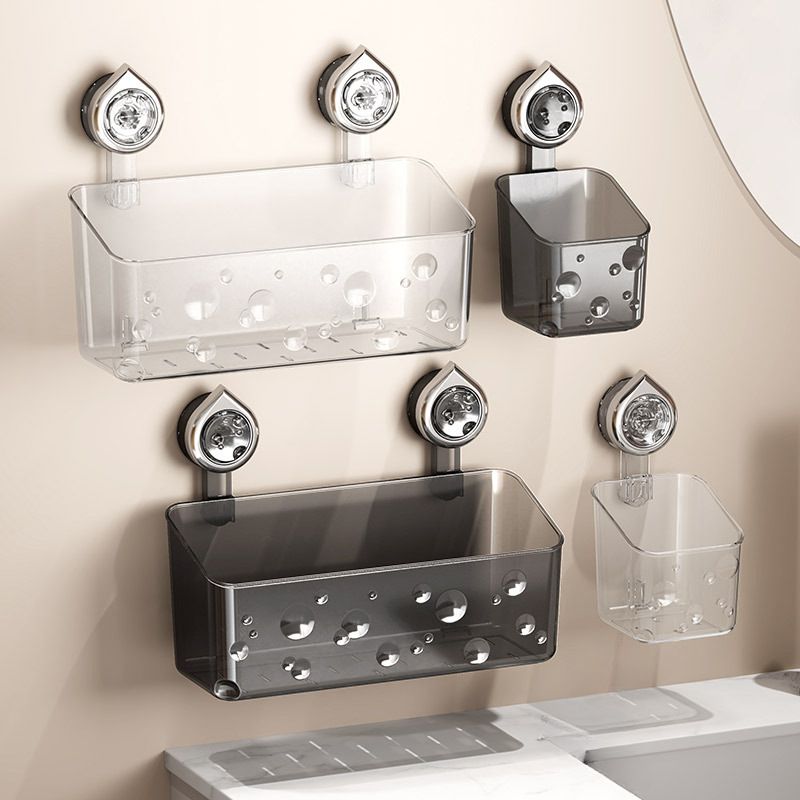 Creative Bathroom Light Luxury Suction Organizer Rack Cosmetics Storage Basket Restroom Draining No-Drill Wall-Mounted