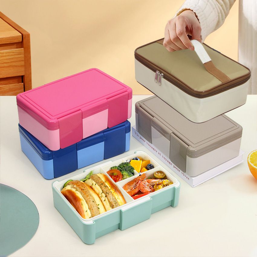 Caja de almuerzo bento de plástico al por mayor, apta para microondas para la escuela y la oficina