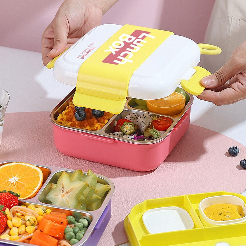 Fiambrera Bento portátil de acero inoxidable 304 al por mayor, recipiente para preparar comidas