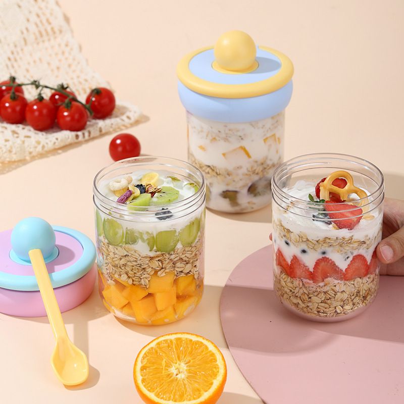 Minimalist Student Oatmeal Cup with Spoon Milkshake Cereal Milk Cup Outdoor Portable Salad Cup with Handle