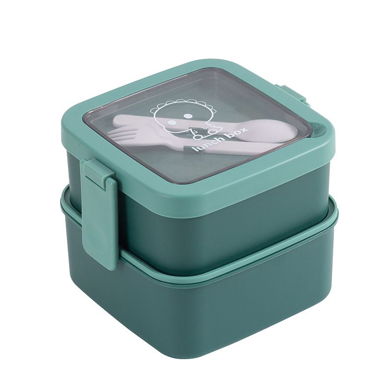 Creative Student Double-Layer Japanese Style Lunch Bento Box Microwave Safe Heating Office Worker Cafeteria Lunch Box Portable with Cutlery
