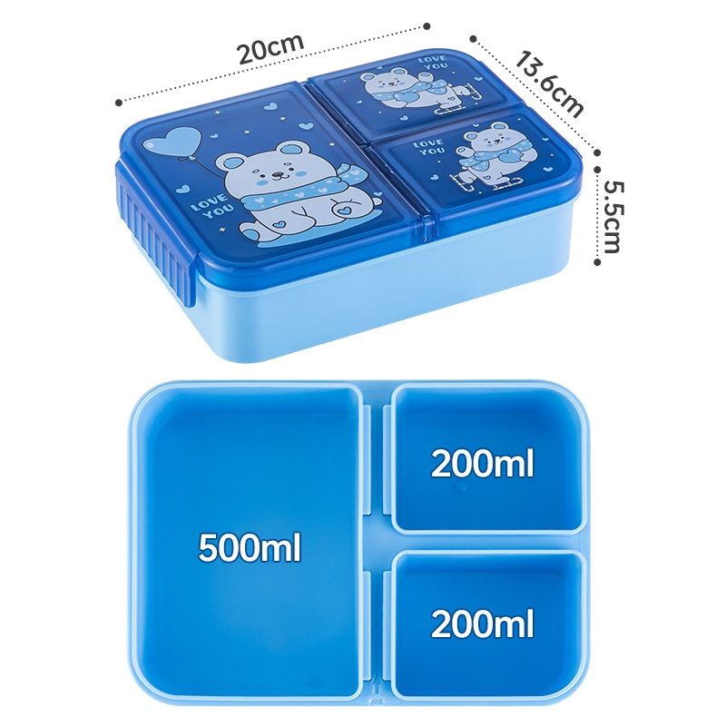 Cartoon Kids Compartment Lunch Box Bento Box Student Bento Box Microwave Heating Fridge Refrigerated Freshness Box