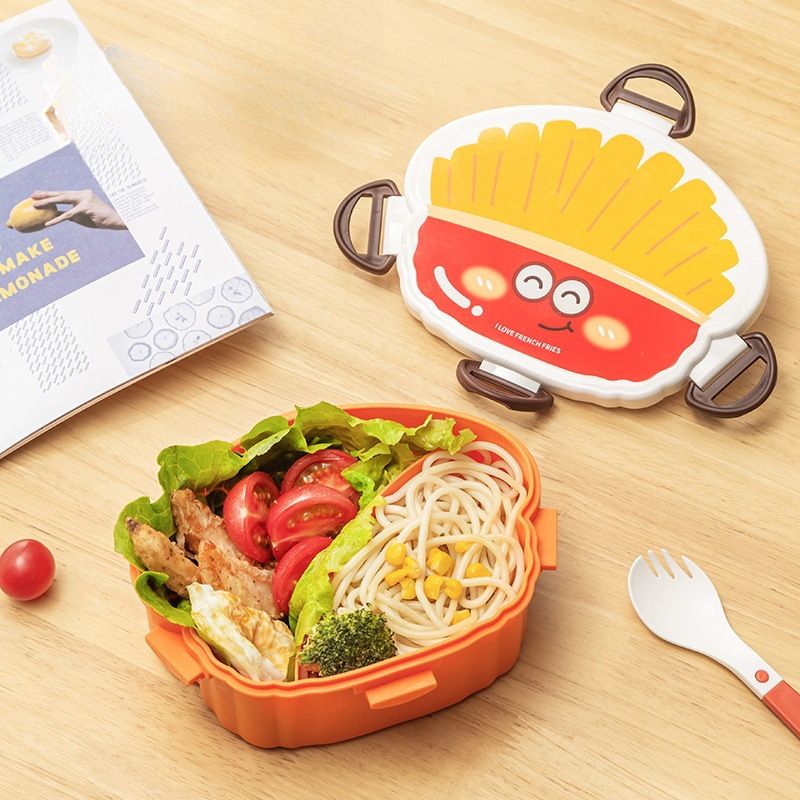 Creative Cute and Fun Kids Burger Lunch Box French Fries Plastic Food Container Ice Cream Cartoon Student Compartment Lunch Bento Box