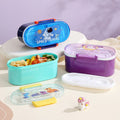 Kids Cartoon Plastic Lunch Box Student Lunch Bento Box with Cutlery Outdoor Portable Food Container