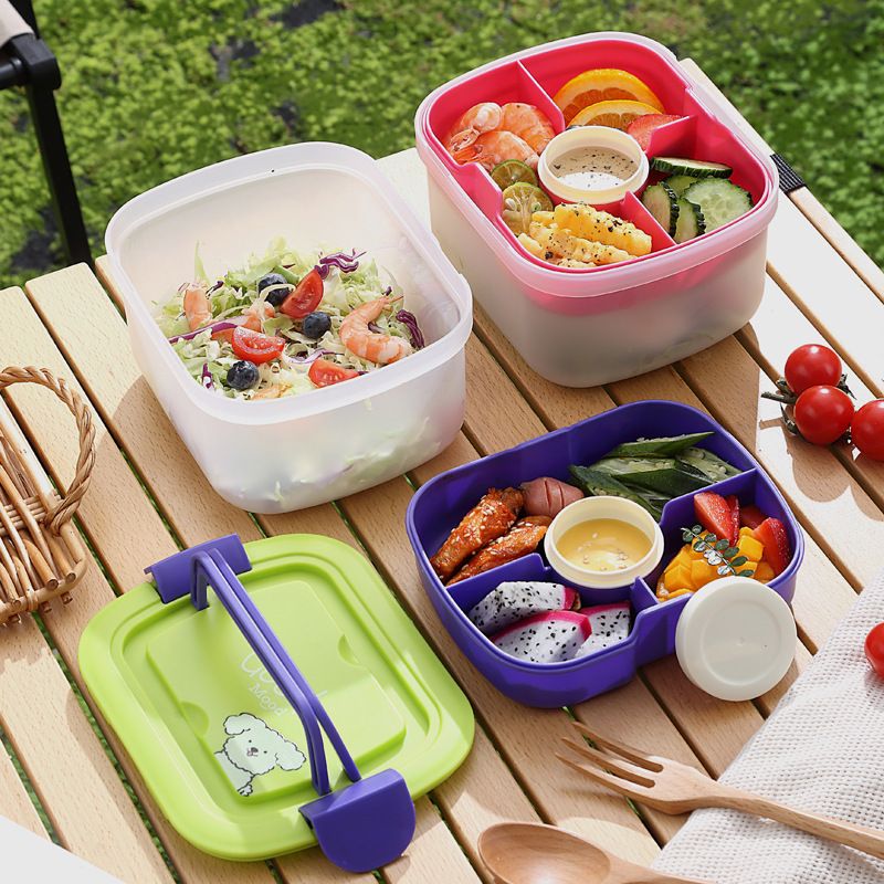 Cartoon Puppy Student Double-Layer Lunch Box Large Capacity Travel Portable Food Container Buckle Lunch Bento Box