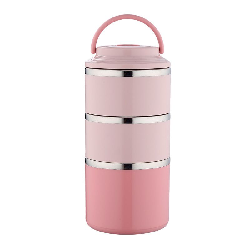 Student Multi-Layer 304 Stainless Steel Round Lunch Box Office Worker Lunch Bento Box Soup Cup and Porridge Jar