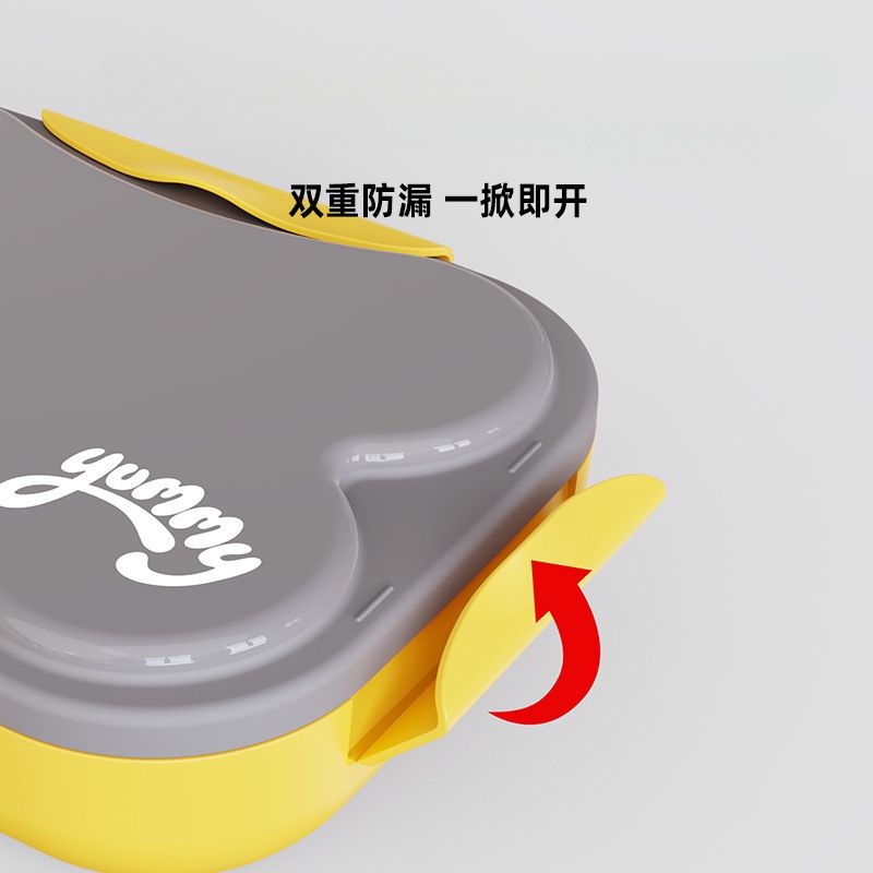 Minimalist Student Buckle Compartment Lunch Box Large Capacity Office Worker Rectangular Lunch Bento Box with Cutlery