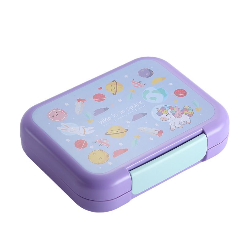 Cartoon Student Compartment Lunch Box Travel Portable Buckle Bento Box Large Capacity Sauce Box Tableware