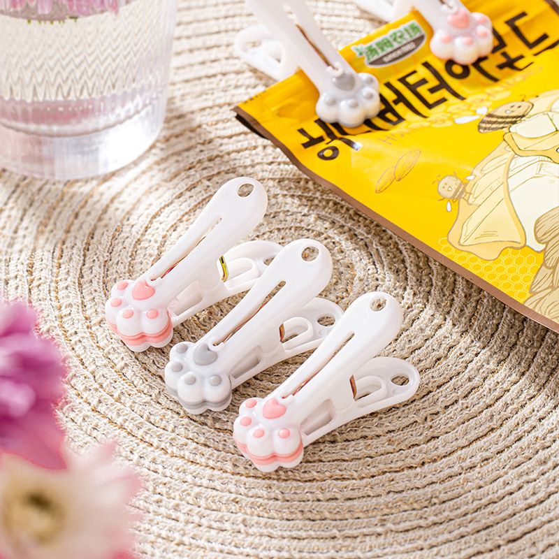 Household Cute Cat Paw Pattern Clothes Clip Clothespin Plastic Underwear Towel Socks Fixing Fresh-Keeping Bag Clip