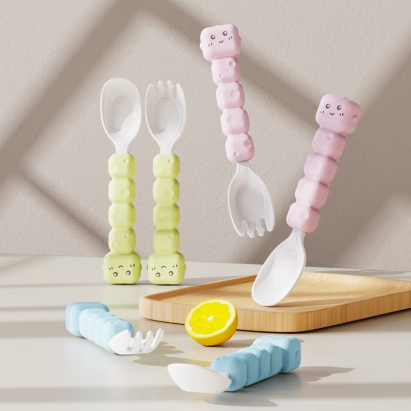 Cartoon Cute and Fun Kids Tableware Spoon and Fork Set Baby Baby Food Tool Study Eating Training Spoon Fork