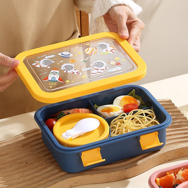 Fiambrera Bento de plástico al por mayor, con compartimentos