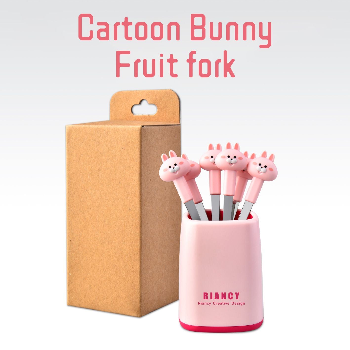Cartoon Rabbit Kids Stainless Steel Fruit Fork Cute and Fun Dessert Restaurant Dessert Cake 6-Piece Set Set Gift