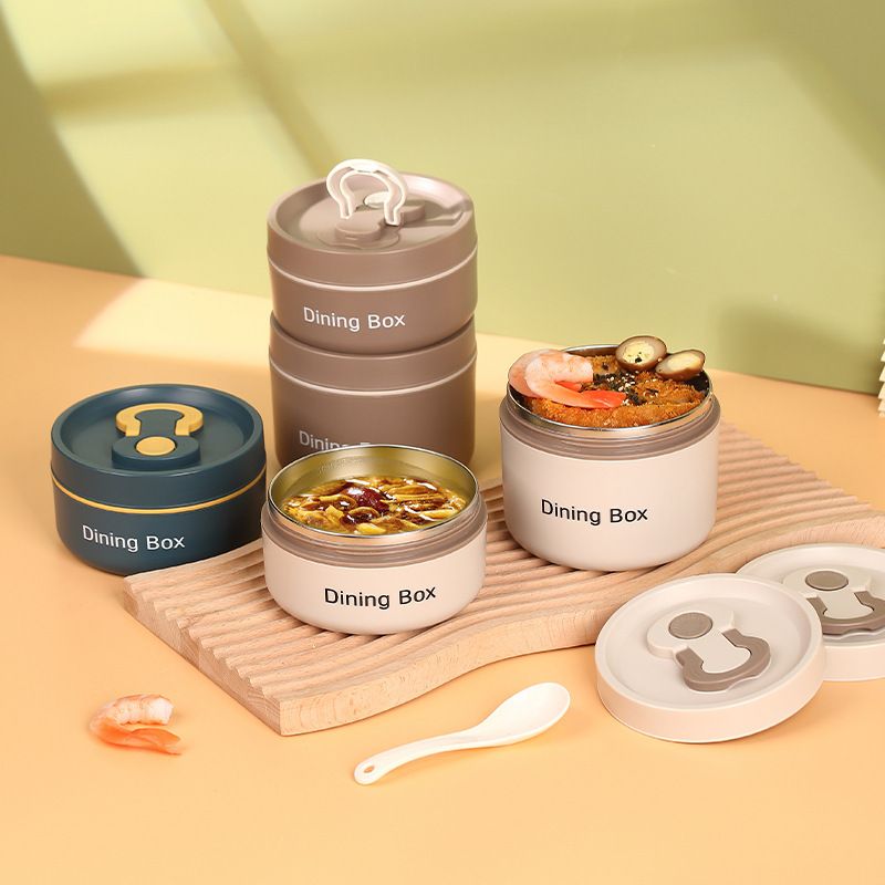 Minimalist Student 304 Stainless Steel Multi-Layer Lunch Box Office Worker Lunch Bento Box Portable Cafeteria Takeout Food Container