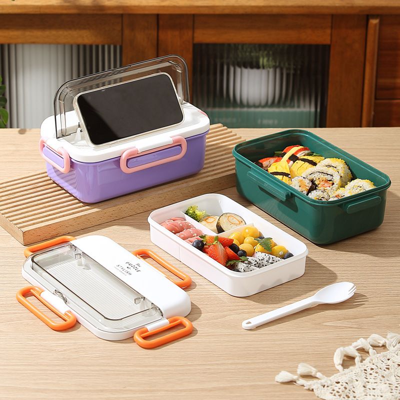 Fiambrera Bento de Plástico al por Mayor, Recipiente Portátil para Preparación de Comidas