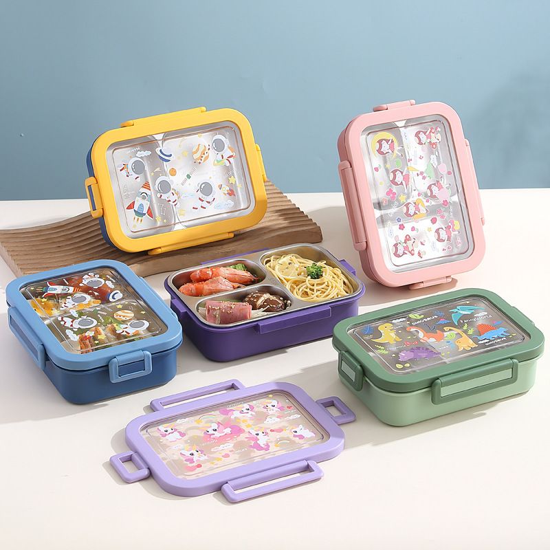 Fiambrera Bento al por mayor de acero inoxidable 304, recipiente hermético para almuerzo
