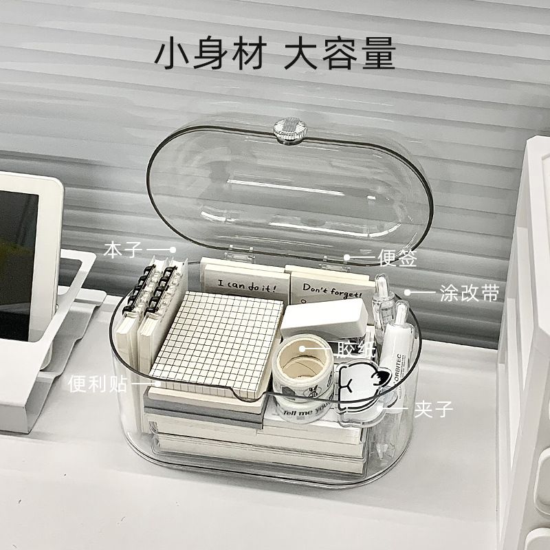 Student Dorm Desktop Stationery Transparent Storage Box Girls Office Cosmetics Lipstick Perler Beads Organizer Box with Lid