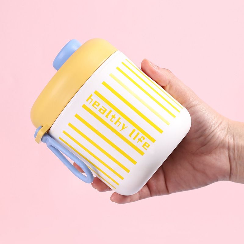 Minimalist Student Plastic Breakfast Cup Portable Outdoor Yogurt Cup with Lid Office Worker Small Soup Cup