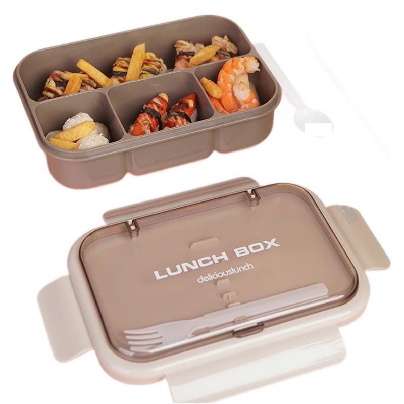 Minimalist Microwave Lunch Box Compartment Sealed Bento Box Student Office Worker Plastic Lunch Box with Cutlery