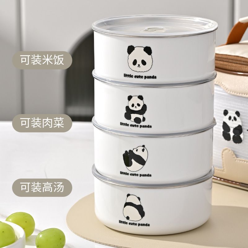 Cartoon Round Student 304 Stainless Steel Small Lunch Box Office Worker Multi-Layer Lunch Bento Box Portable Travel Food Container