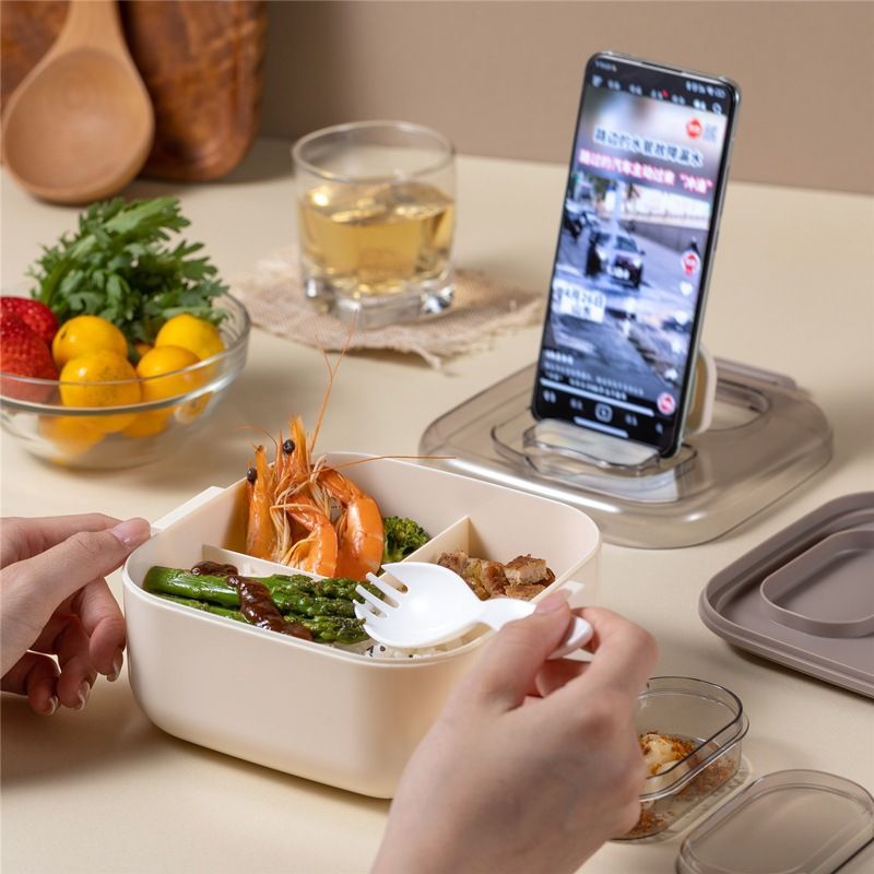 Japanese Style Square Student Square Compartment Lunch Box Office Worker Lunch Bento Box Microwave Safe Heating Food Container