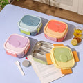 Student Minimalist Square 304 Stainless Steel Compartment Lunch Box Office Worker Portable Bento Box
