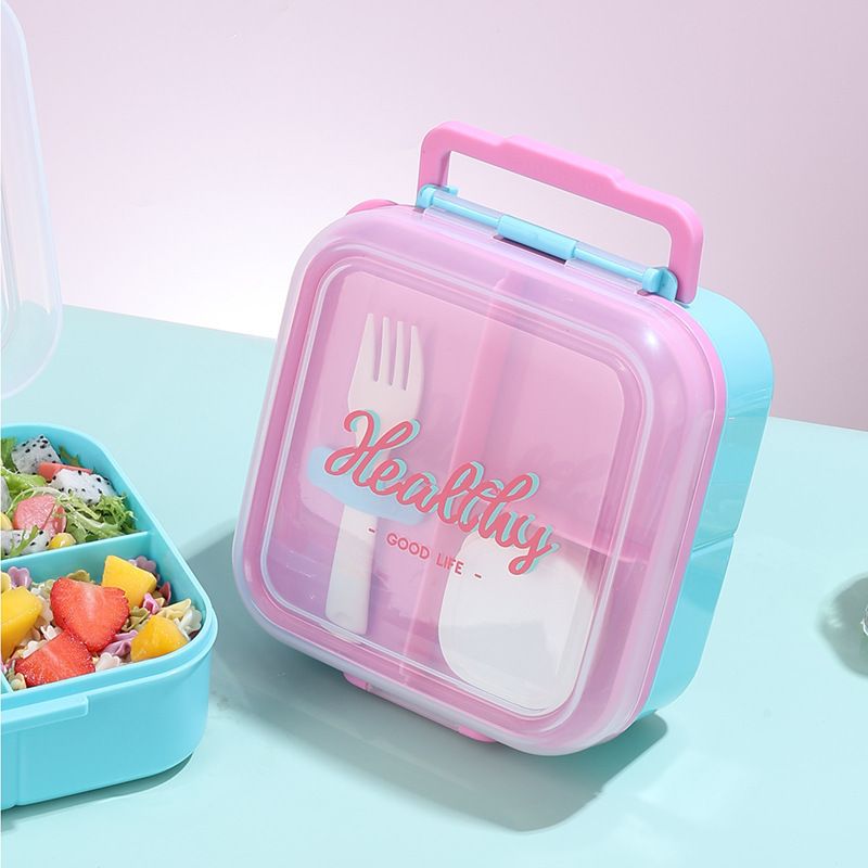 Minimalist Transparent Compartment Lunch Box Student Lunch Bento Box Microwave Safe Portable Food Container Logo
