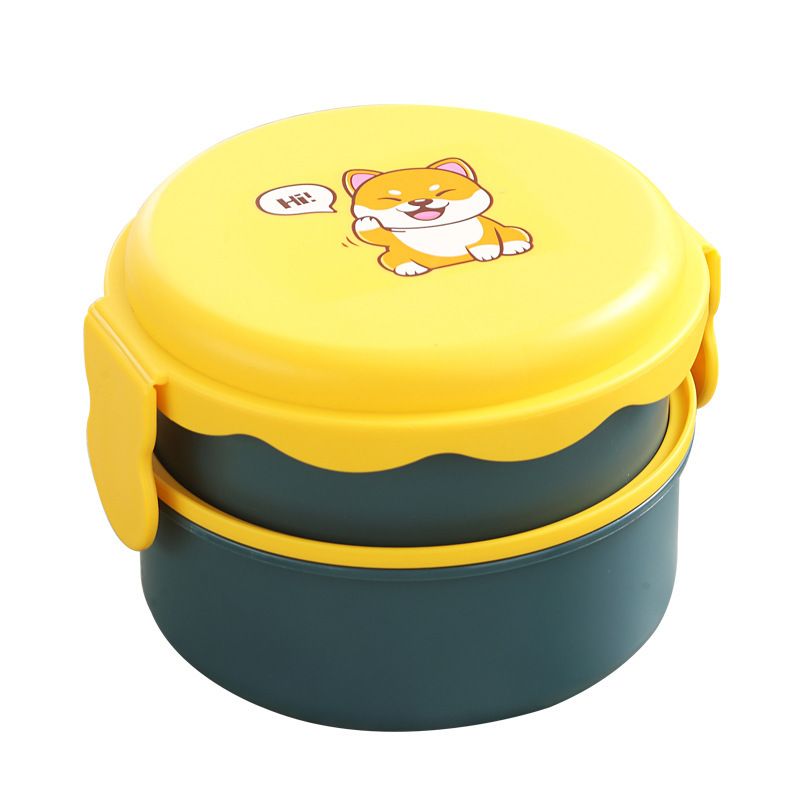 Cartoon Kids Double-Layer Buckle Lunch Box Student Microwave Safe Light Lunch Bento Box Camping Small Food Container
