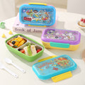 Student 304 Stainless Steel Compartment Plastic Lunch Box Cafeteria Takeout Bento Box Kids Dessert Food Container