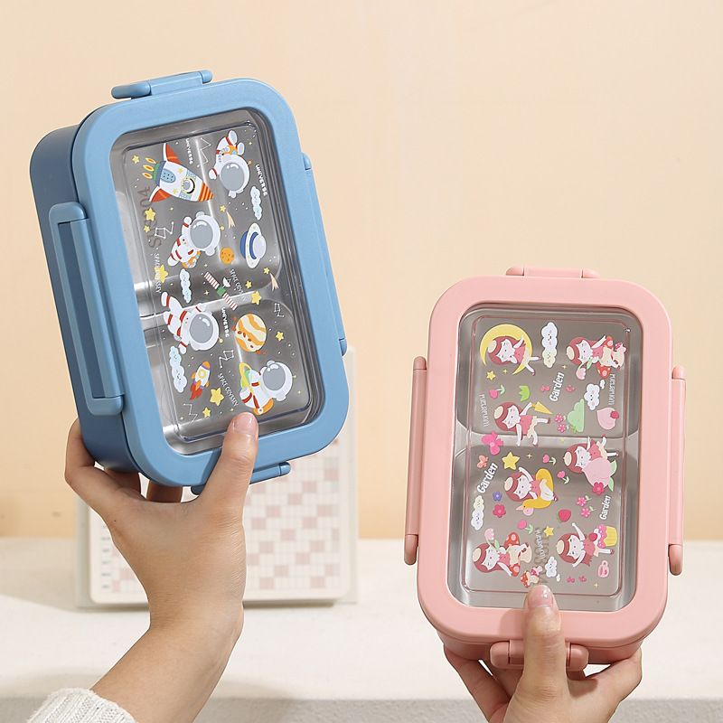 Fiambrera Bento de Acero Inoxidable 304 al por Mayor, Caja de Alimentos Estilo Bento