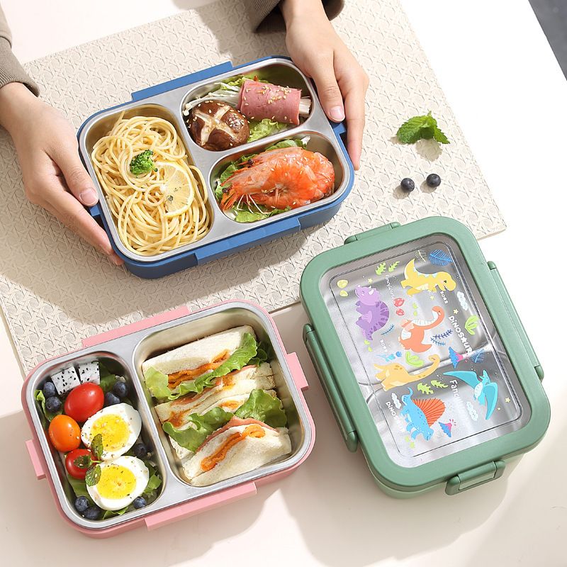 Office Worker 304 Stainless Steel Lunch Box Student Cartoon Dorm Food Container Lunch Bento Box with Spoon and Fork