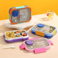 Korean Style Student Compartment Plastic Lunch Box with Cutlery Sauce Box Microwave Safe Minimalist Bento Box
