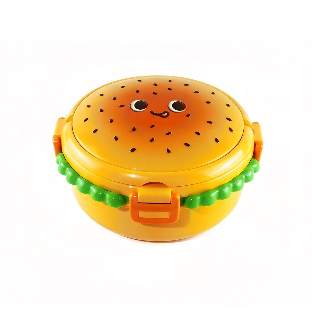 Student Cartoon 304 Stainless Steel Burger Lunch Box Sauce Box Office Worker Round Lunch Bento Box with Cutlery