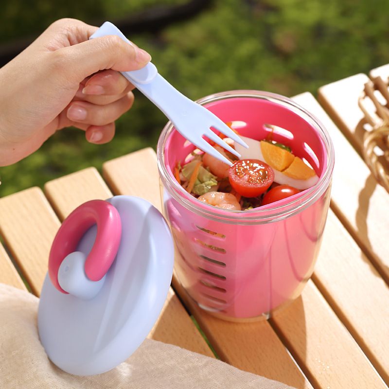 Student Dopamine Fruit Cup Portable Oatmeal Cup Office Worker Portable Yogurt Cup Double-Layer Draining