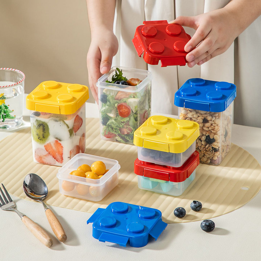 Creative Household Building Blocks Salad Cup Transparent Storage Box Student Portable Oatmeal Cup Snacks and Nuts Food Container