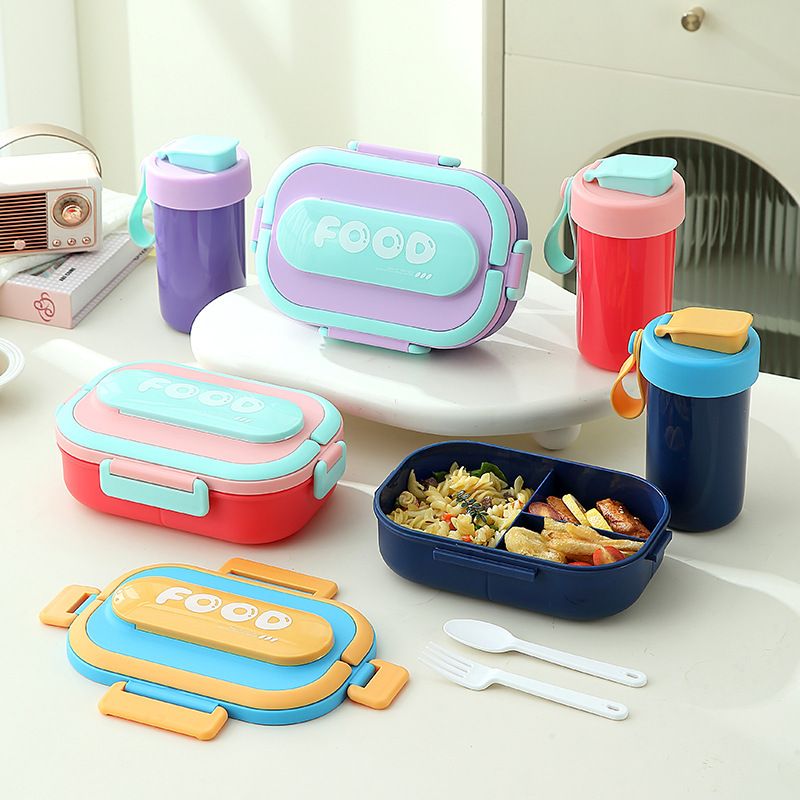 Office Worker 304 Stainless Steel Compartment Lunch Box Student Minimalist Lunch Bento Box Travel Water Cup Food Container Set