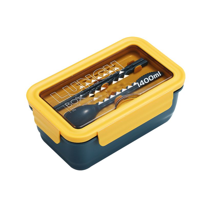 New Student Japanese Style Compartment Bento Box Microwave Safe Plastic Compartment Lunch Box Large Capacity with Cutlery Spoon and Chopsticks