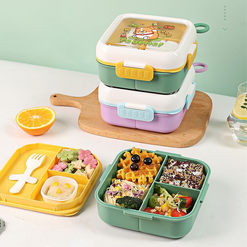 Fiambrera Bento de plástico al por mayor, fiambrera estilo Bento, estudiante