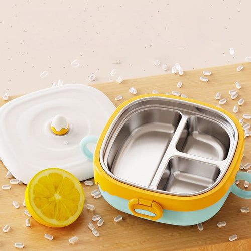 Baby Water-Filled Bowl Kids 316 Stainless Steel Compartment Dining Plate Infant Eating Study Baby Food Bowl with Handle with Lid