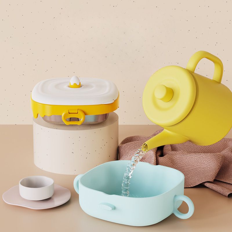 Baby Water-Filled Bowl Kids 316 Stainless Steel Compartment Dining Plate Infant Eating Study Baby Food Bowl with Handle with Lid