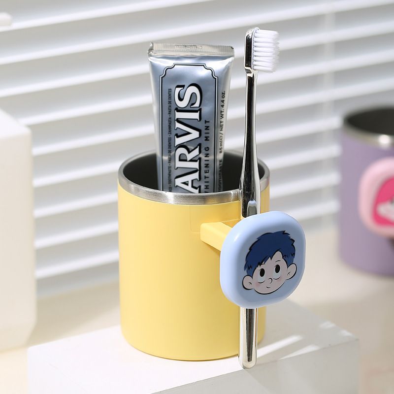 Household Cute Couple 304 Stainless Steel Mouthwash Cup Student Dorm Cartoon Toothbrush Cup with Handle Wash Cup