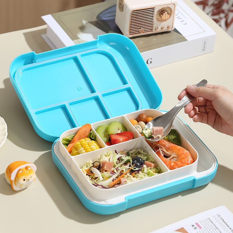 Caja de almuerzo bento con compartimentos de acero inoxidable 304 + PP + AS + silicona al por mayor