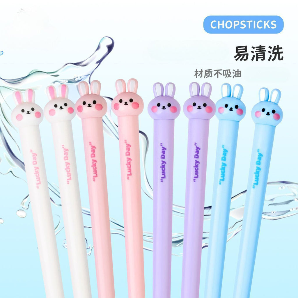 Creative Household Cartoon Rabbit Student Plastic Chopsticks Kids Cute Eating Chopsticks Gift