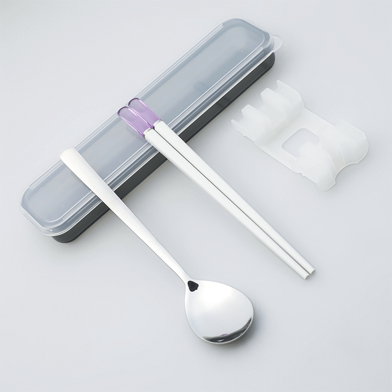 Creative Student 304 Stainless Steel Tableware Set 2-Piece Set Travel Portable Spoon and Chopsticks Gift Logo