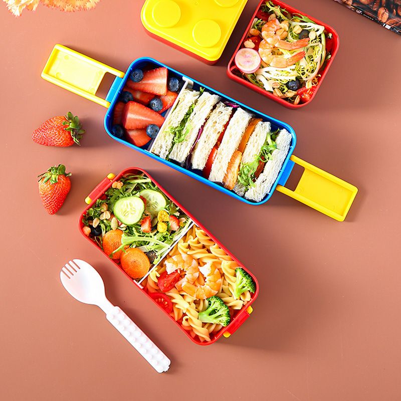 Fiambrera Bento de PP al por mayor, recipiente de comida apilable para niños