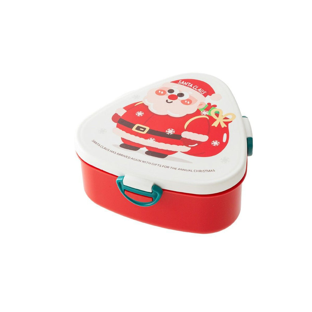 Creative Square Christmas Lunch Box Student Compartment Lunch Bento Box Microwave Safe Heating with Spoon and Fork
