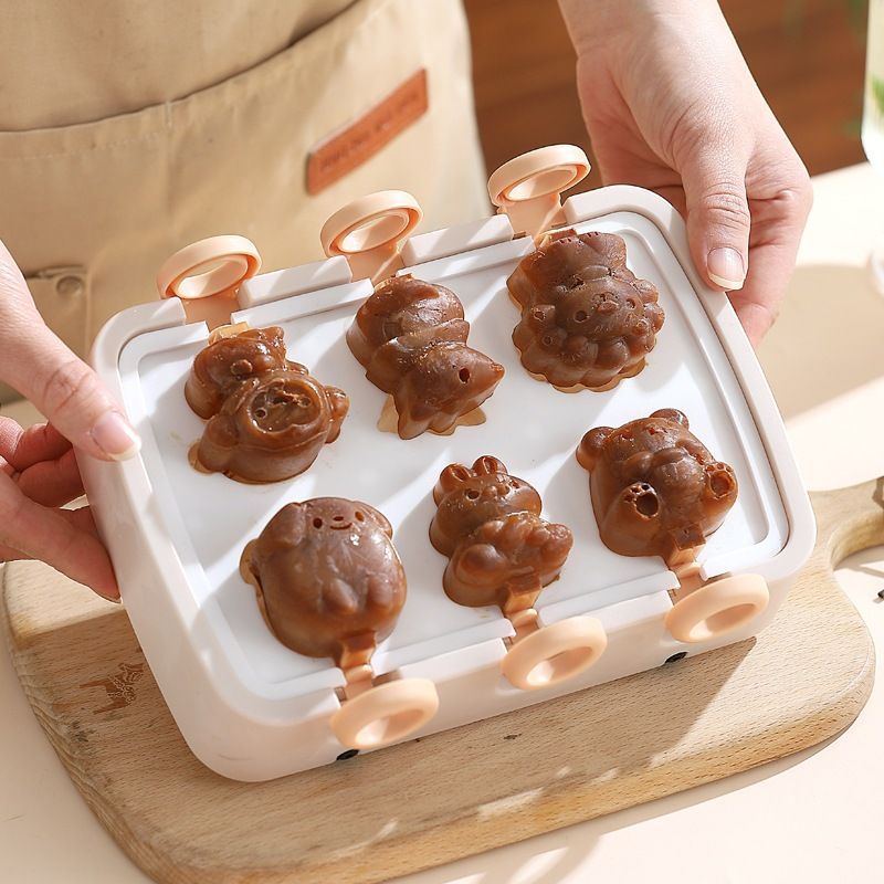 Kids DIY Homemade Popsicle Mold Ice Maker Box Household Easy-Release Ice Tray Cartoon Cute and Fun Silicone Ice Mold