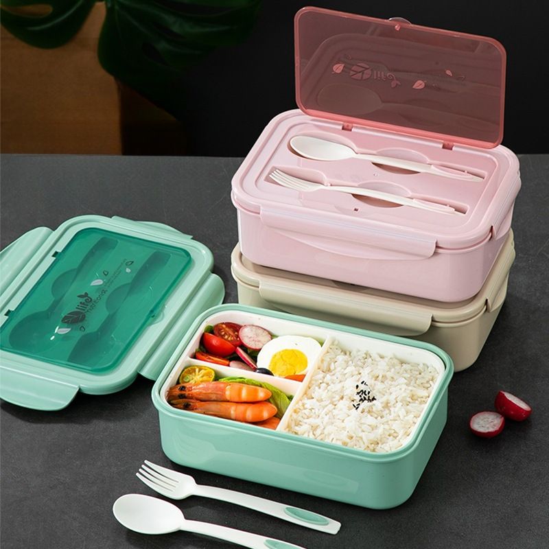 Student Minimalist Large Capacity Compartment Plastic Lunch Box Microwave Safe Cafeteria Takeout Lunch Bento Box