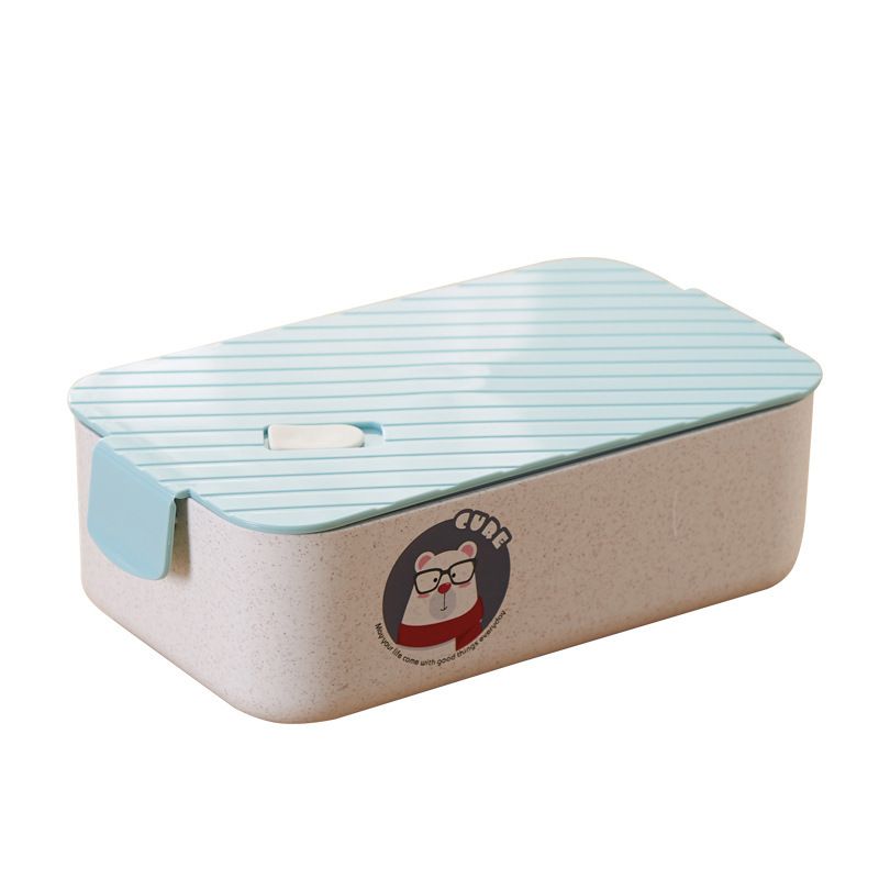 Minimalist Student Wheat Plastic Lunch Box Microwave Safe Office Worker Lunch Bento Box Portable Food Container